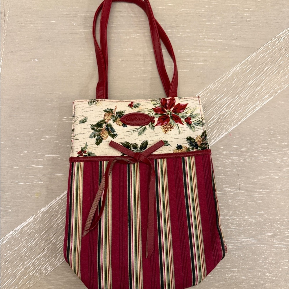 Longaberger small lined tote Christmas bag